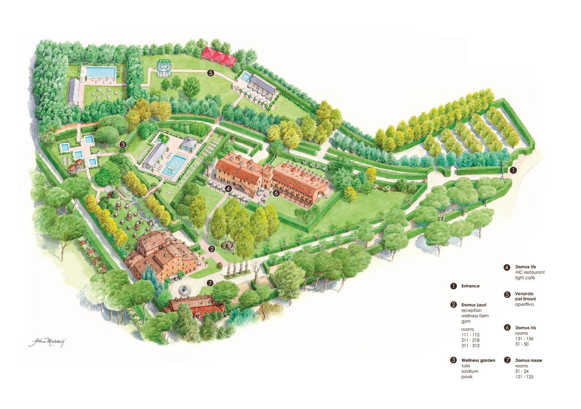 Qc Termeroma Spa And Resort Fiumicino Esterno foto Map of the grounds